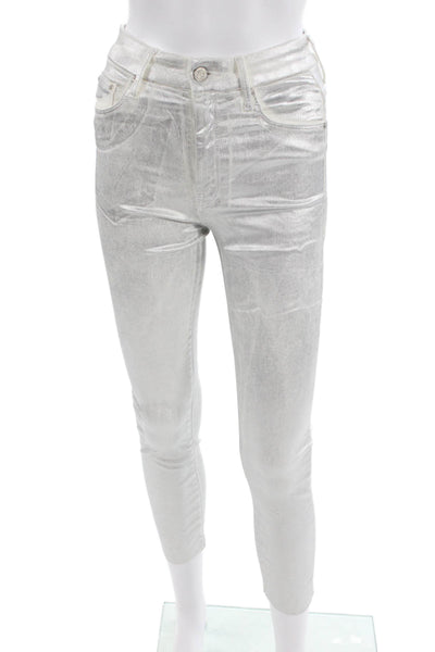 Mother Women Skinny Cropped Ankle Jeans White Size 25