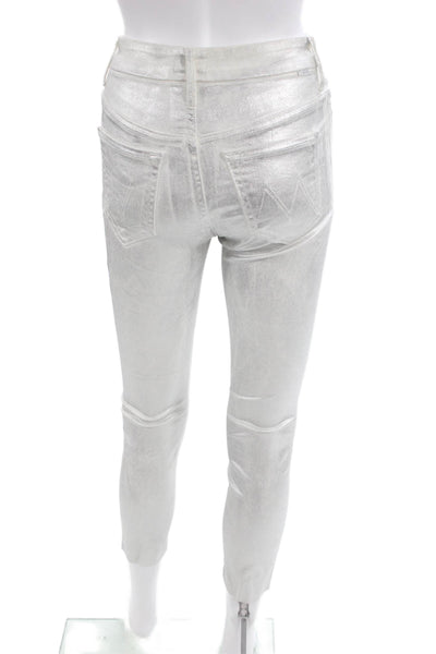Mother Women Skinny Cropped Ankle Jeans White Size 25