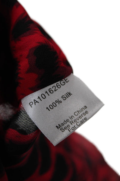 Parker Women Red 100% Silk Animal Print V-Neck Tie Sleeveless Camisole Size XS