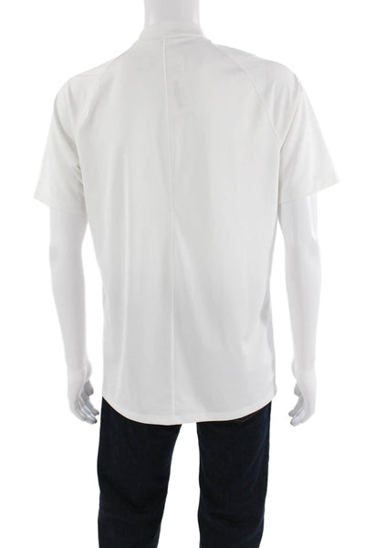 Nike Mens Short Sleeve Buttoned Detail Collarless Polo Shirt White Size M
