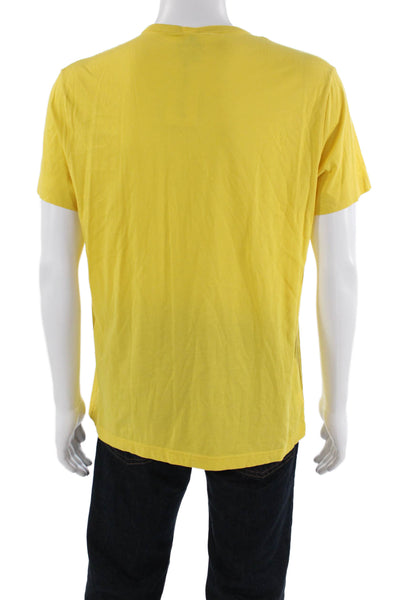 Lacoste Mens Cotton Round Neck Short Sleeve Buttoned T-shirt Yellow Size 6