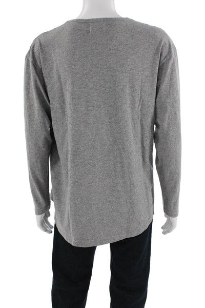 Kith Mens Cotton Round Neck Long Sleeve Casual Top Light Gray Size L