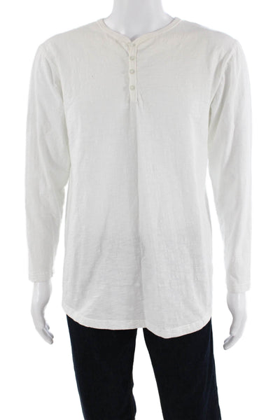 Kith Mens Cotton Buttoned Detail Long Sleeve Henley Shirt White Size L