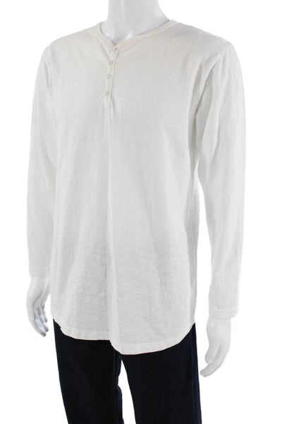 Kith Mens Cotton Buttoned Detail Long Sleeve Henley Shirt White Size L