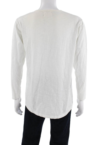 Kith Mens Cotton Buttoned Detail Long Sleeve Henley Shirt White Size L