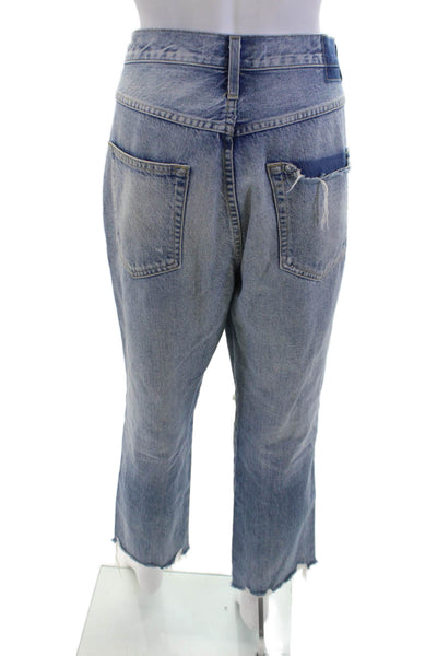 Amo Womens Boyfriend Cropped Jeans Blue High Rise 100% Cotton Size 30