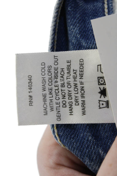 Amo Womens Boyfriend Cropped Jeans Blue High Rise 100% Cotton Size 30