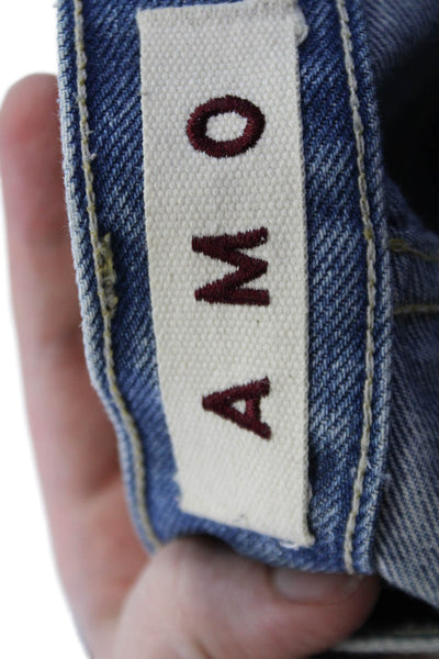 Amo Womens Boyfriend Cropped Jeans Blue High Rise 100% Cotton Size 30