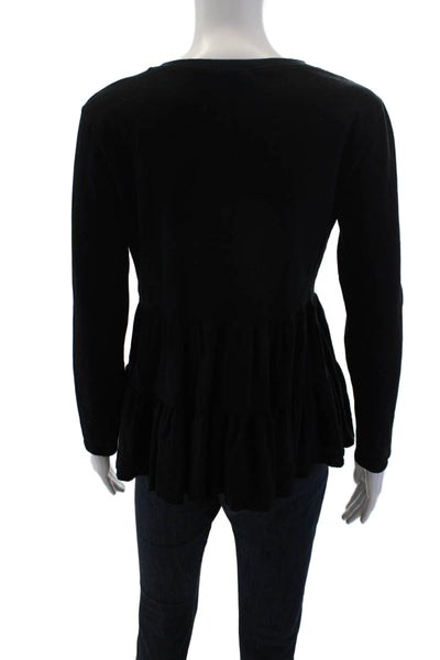 Zara Womens Long Sleeves Crew Neck Sweatshirt Black Cotton Size Medium