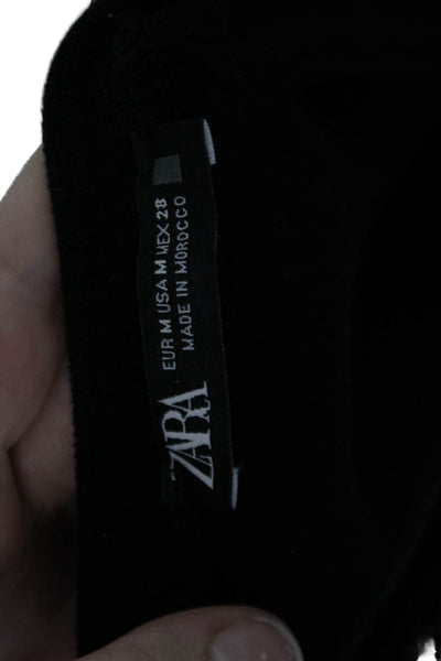 Zara Womens Long Sleeves Crew Neck Sweatshirt Black Cotton Size Medium