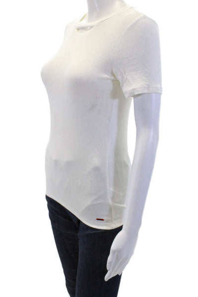 Philanthropy Womens Basic White T-Shirt Short Sleeve Crew Neck Size S
