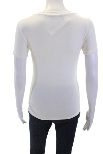 Philanthropy Womens Basic White T-Shirt Short Sleeve Crew Neck Size S