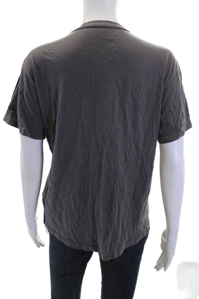 Mumu Mellow Women Basic Jersey Graphic Crew Neck Dark Gray Short Sleeve Size XS