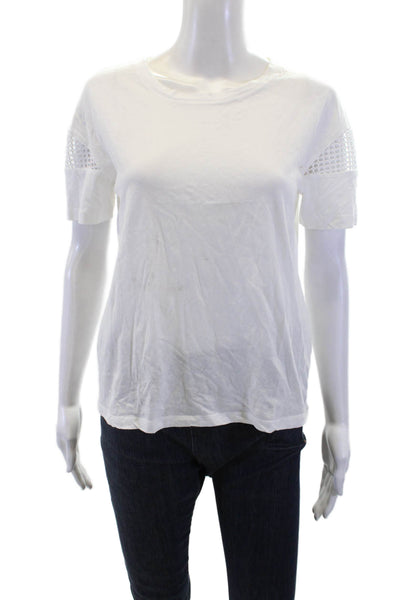 Heartloom Womens Basic White Cotton Crew Neck Short Sleeve T-Shirt Size XS