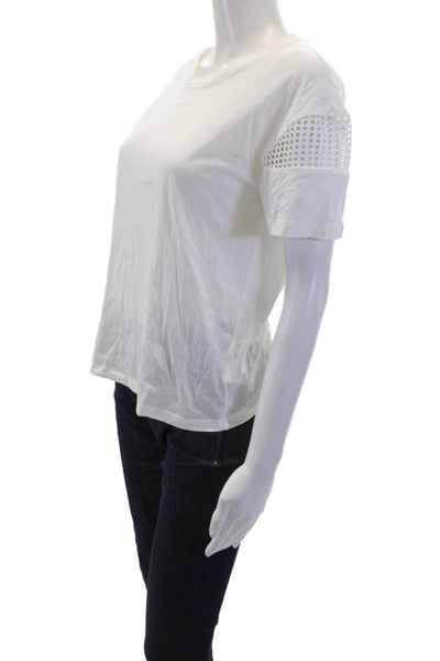 Heartloom Womens Basic White Cotton Crew Neck Short Sleeve T-Shirt Size XS