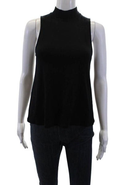 Stateside Womens Jersey Mock Neck Tank Black Sleeveless Size XS