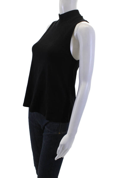 Stateside Womens Jersey Mock Neck Tank Black Sleeveless Size XS