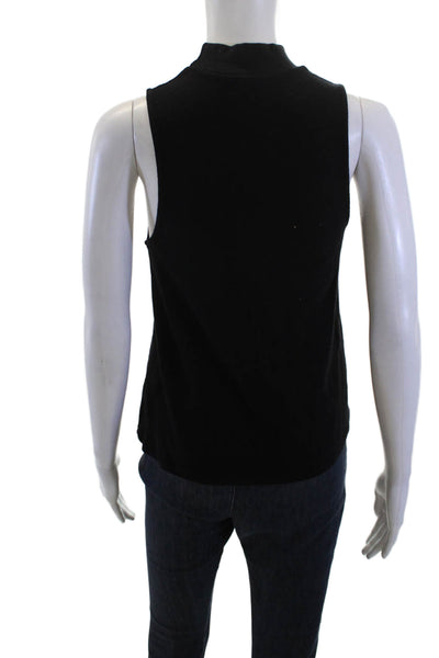 Stateside Womens Jersey Mock Neck Tank Black Sleeveless Size XS