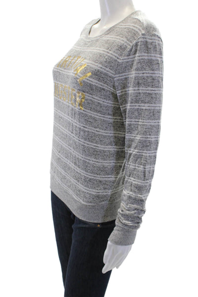 Spiritual Gangster Long Sleeves Round Neck Graphic Sweater Gray Size S
