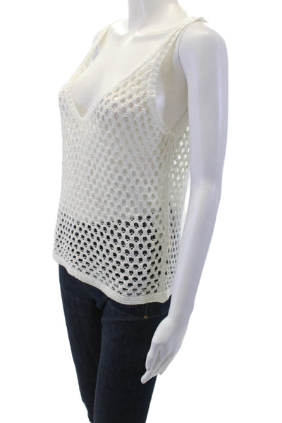 Zara Women Camisole White V-Neck 89% Acrylic 11% Polyamide Sleeveless Size S