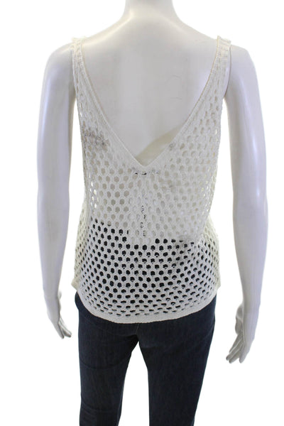 Zara Women Camisole White V-Neck 89% Acrylic 11% Polyamide Sleeveless Size S
