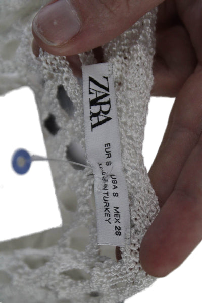Zara Women Camisole White V-Neck 89% Acrylic 11% Polyamide Sleeveless Size S