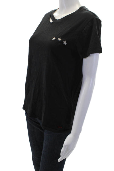 Philanthropy Womens Black Cotton Tee Crewneck Short Sleeve Grunge Size XS