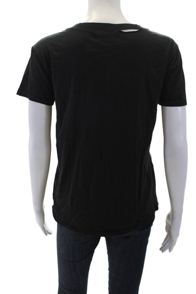 Philanthropy Womens Black Cotton Tee Crewneck Short Sleeve Grunge Size XS