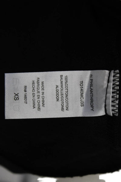 Philanthropy Womens Black Cotton Tee Crewneck Short Sleeve Grunge Size XS