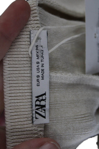 Zara Women's Long Sleeves Quarter Button Shorts Romper Beige Size S