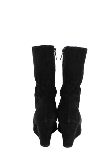 Taryn Rose Womens Suede Zip Up Wedge Ankle Boots Black Size 38 8 Medium