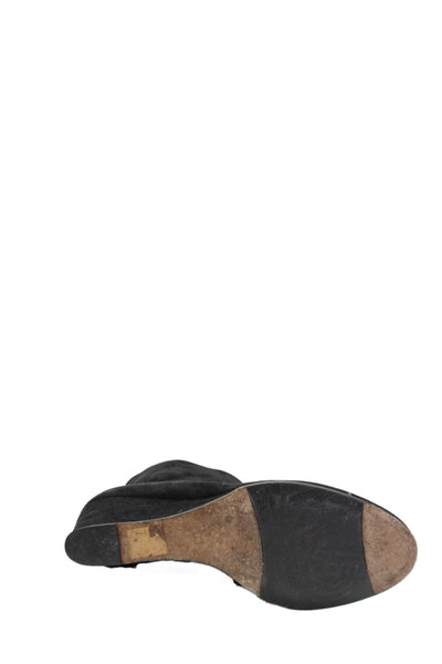 Taryn Rose Womens Suede Zip Up Wedge Ankle Boots Black Size 38 8 Medium