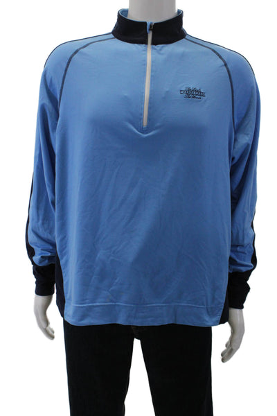 FJ Mens Henley Sweatshirt Black Mock Neck Zip Cotton Blend Size L