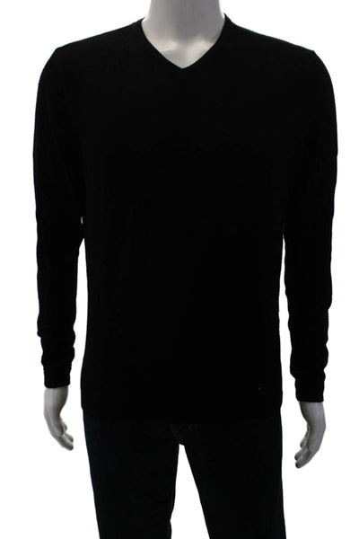 Zara Man Mens V-Neck Knit Pullover Sweater Black Size L