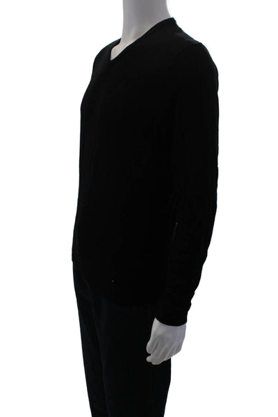 Zara Man Mens V-Neck Knit Pullover Sweater Black Size L