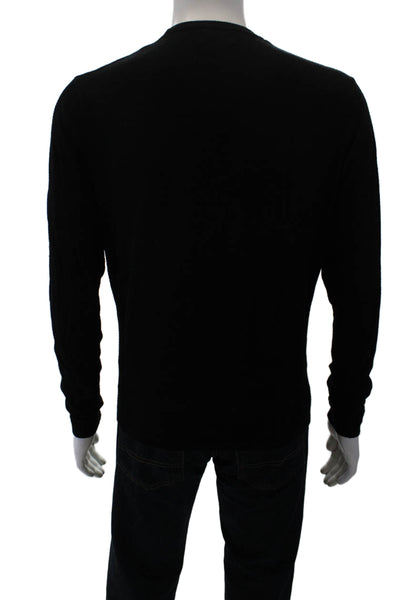 Zara Man Mens V-Neck Knit Pullover Sweater Black Size L