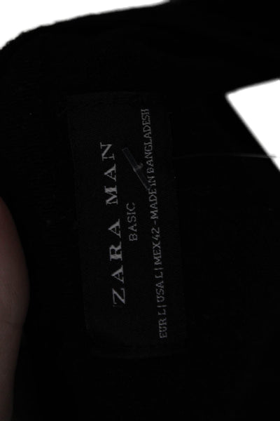 Zara Man Mens V-Neck Knit Pullover Sweater Black Size L