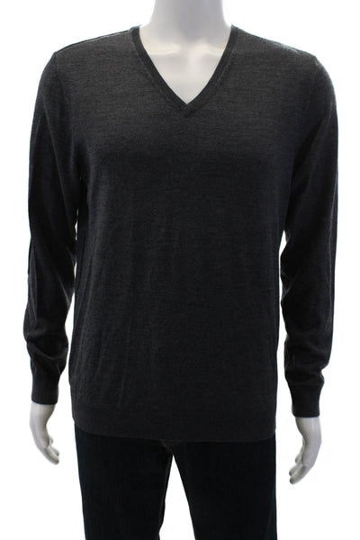 The Kooples Mens V-Neck Long Sleeve Pullover Sweater Gray Size L