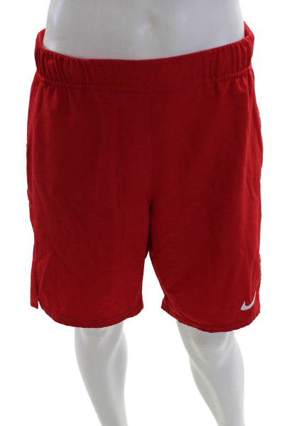 Nike Mens Drawstring Flat Front Athletic Shorts Red Size L