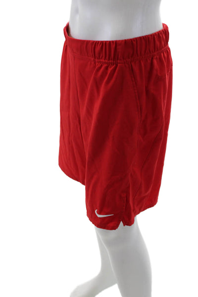 Nike Mens Drawstring Flat Front Athletic Shorts Red Size L