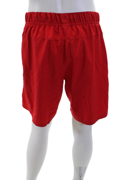 Nike Mens Drawstring Flat Front Athletic Shorts Red Size L