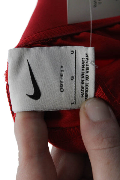 Nike Mens Drawstring Flat Front Athletic Shorts Red Size L