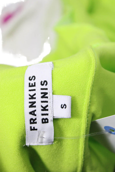 Frankies Bikinis Women's Sleeveless Quarter Button Shorts Romper Green Size S