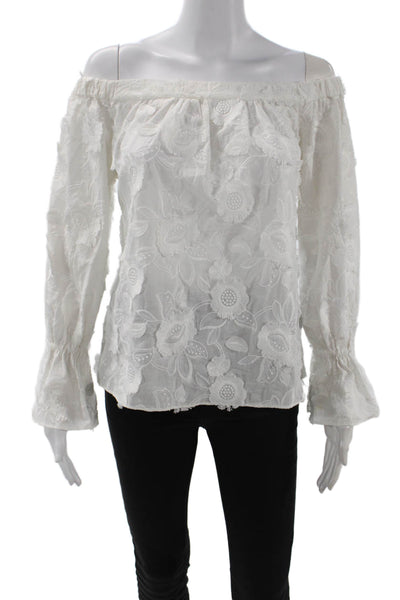 Alice & Trixie Women White Floral Long Sleeve Boho Blouse Size XS