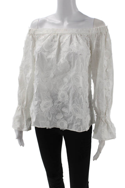Alice & Trixie Women White Floral Long Sleeve Boho Blouse Size XS