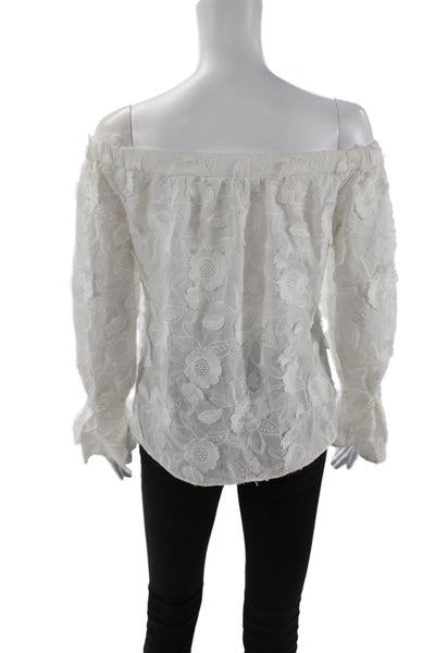 Alice & Trixie Women White Floral Long Sleeve Boho Blouse Size XS