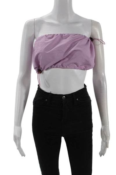 Staud Women Cropped Sleeveless Top Purple Drawstring 90s Size S