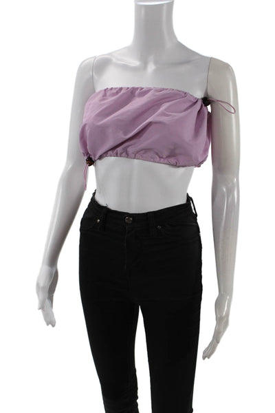 Staud Women Cropped Sleeveless Top Purple Drawstring 90s Size S