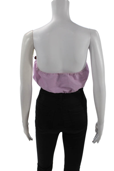Staud Women Cropped Sleeveless Top Purple Drawstring 90s Size S