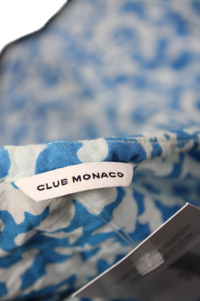 Club Monaco Women Kaftan Floral Cotton-Blend Blouse Blue Size One Size